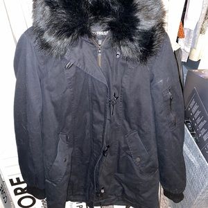 Express Black hooded winter coat